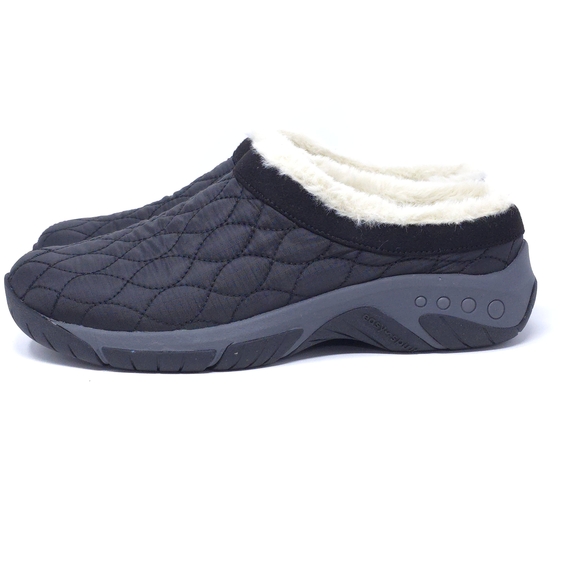 Easy Spirit Wimmy Black Shearling Quilted Clogs 7.5M Cozy Winter Mules - Picture 7 of 9